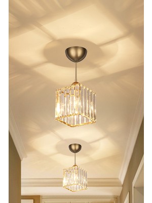 Allians Şık 2'li Kristal Cam Sarkıt Avize Seti, Zarif ve Modern Aydınlatma