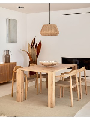 Allians Rustik Jüt Bambu Avize, Doğal Hasır Örgü Tavan Aydınlatması