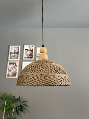 Allians Bohem Sütlü Kahve Recycle Jüt Hasır Sarkıt Avize E27, Şık ve Sürdürülebilir Dekor