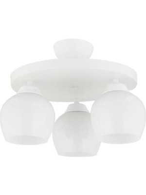 Allians Modern Beyaz Camlı Üçlü Yuvarlak Plafonyer Avize, Şık ve Şık Aydınlatma