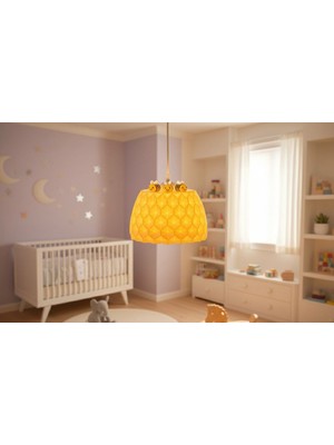 Allians Sevimli Arı Figürlü Çocuk Odası Sarkıt Lamba, Rustik E27 Bal Peteği