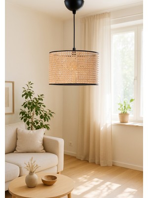 Allians Orijinal Hazeran Rattan Sarkıt 28 Cm, Şık ve Doğal Aydınlatma Seçeneği