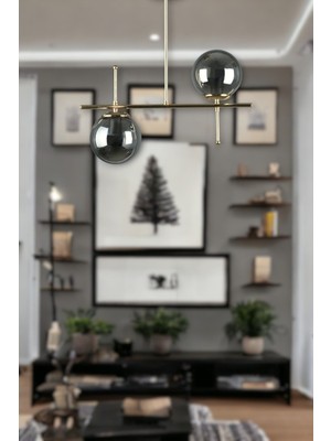 Allians Modern Metal Gold Çello ve Camlı Yemek Masası ile Şık Salon Aydınlatması