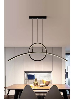 Allians Şık Siyah Modern Ledli Masa Üstü Lüks Avize