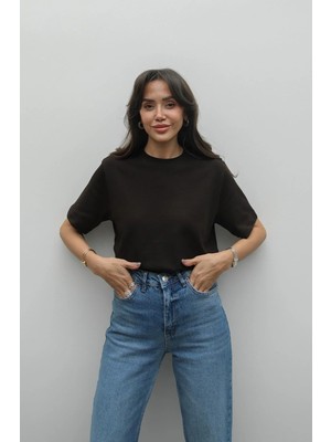 Havoş Acı Kahve %100 Pamuk Bisiklet Yaka Tişört