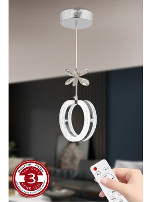Allians Modern 3 Renk Kumandalı Krom Kasa Yüzük LED Avize, Şık ve Şık Aydınlatma