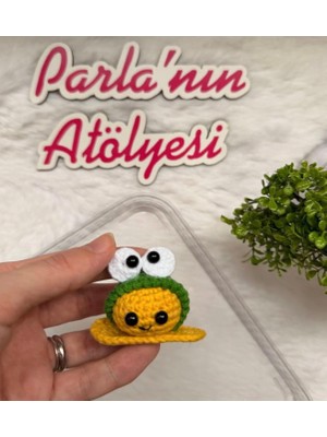 Parla'nın Atölyesi Üç Boyutlu Şapkalı Civciv Şeklinde Handmade El Örgüsü Saçsız Bebek Tokası