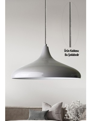 Allians Gri Alüminyum Kablo Avize, 35 cm Rustik Sarkıt, Mutfak ve Cafe Işıklandırması