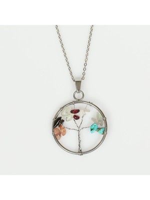 Taş Sandığı Oğlak Burcu Hayat Ağacı Kolye - Paslanmaz Çelik