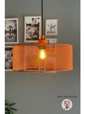 Allians Turuncu Metal Tekli Avize, Rustik Modern Sarkıt Aydınlatma