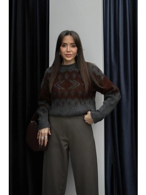 Havoş Antrasit Nodric Desenli Kazak