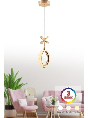 Allians Modern 3 Renk LED Avize, Şık ve Zarif Tasarım, Istanbul Tarzı