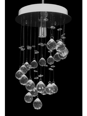 Allians Şeffaf Kristal Helezon Tasarımlı Modern Avize, Şık ve Parlak Aydınlatma