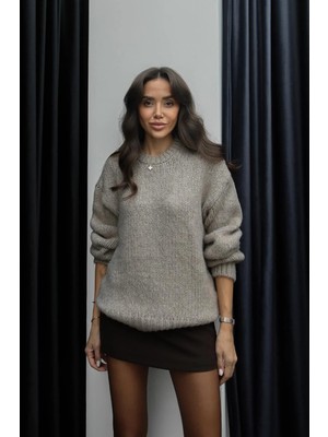 Havoş Vizon Kalın Örme Bisiklet Yaka Kazak