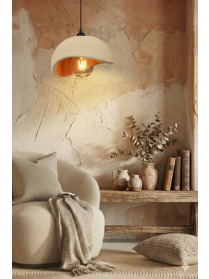 Allians Rustik Beton Görünümlü Tekli Sarkıt Avize, Bohem Tarz, Ampul Hediyeli