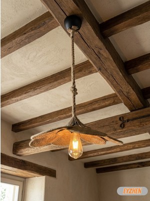 Allians Rustik Bohem Hasır Sarkıt Tavan Lambası, Dekoratif Aydınlatma