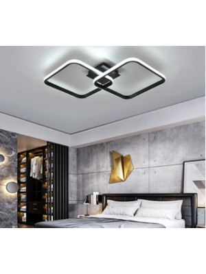 Allians Modern Kare LED Avize, Yatak ve Çocuk Odası Için Şık Siyah Kasa, Beyaz Işık