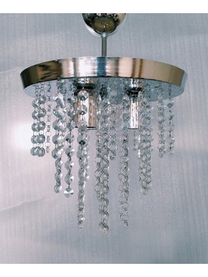 Allians Krom Renkli Kristal Taşlı Salon Avizesi, Şık ve Parlak Dekorasyon Parçası