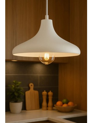 Allians Beyaz Rustik Tekli Avize, Salon, Mutfak ve Oturma Odası Için Şık Aydınlatma