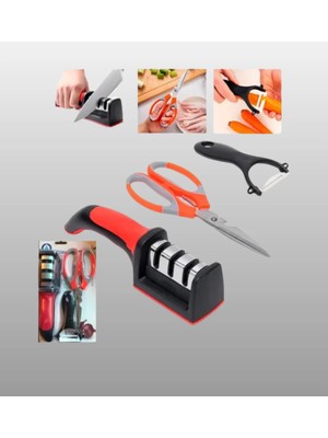 Ucuz Tekno Profesyonel Mutfak Makas Seti –  Kesim Makası + Soyacak + Bileyici