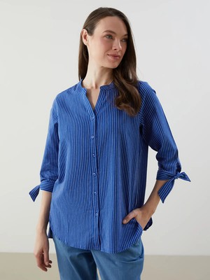 Lc Waikiki Yeni Sezon Çizgili Poplin Kadın Gömlek