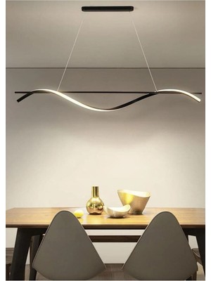 Allians Modern Siyah ve Beyaz Ledli 2'li Cafe ve Mutfak Avizesi