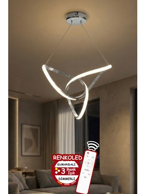 Allians Modern 3 Renk Işıklı Kumandalı Sarkıt LED Avize, Şık ve Işlevsel