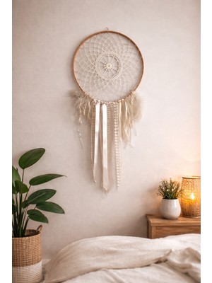 Pitipiti Örgü Tasarım Duvar Dekoru Beyaz Düş Kapanı