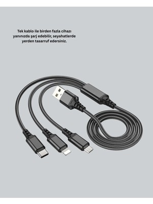 Ucuz Tekno 3’ü 1 Arada Hızlı Şarj Kablosu