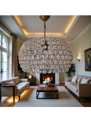 Allians Şık Kristal Taşlı Avize, Modern ve Parlak Dekorasyon Parçası