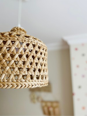 Allians El Yapımı Bambu Hasır Rattan Avize 36CM, Estetik ve Doğal Aydınlatma