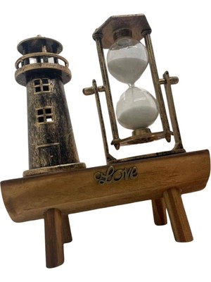 Ucuz Tekno Hediyelik Eşya Retro Ahşap Deniz Feneri Kum Saati Biblo