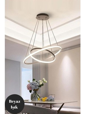 Allians Gri ve Beyaz Ledli Modern Avize Çift Seti, Şık ve Aydınlatıcı Tasarım