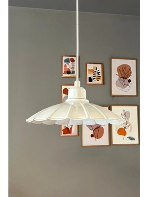 Allians Beyaz Metal Avize, Tekli Yarım Lale Tasarım, Rustik ve Modern Sarkıt Aydınlatma