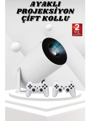 Ucuz Tekno Ayaklı Oyun Projeksiyonu Çift Kollu Taşınabilir Sinema Projektörü