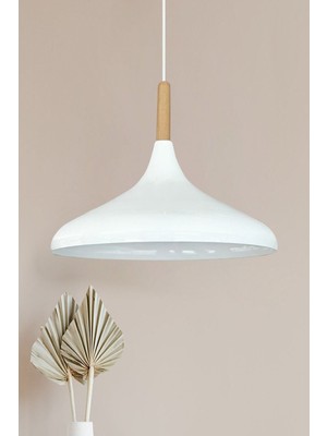 Allians Beyaz Ahşap Sarkıt Avize, Salon ve Mutfak Için Şık Aydınlatma