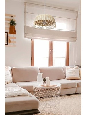 Allians Bambu ve Hasır Sarkıt Avize, 30 Cm, Şık ve Doğal Tasarım