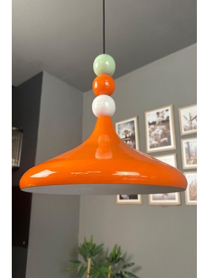 Allians Parlak Turuncu Boncuklu Tekli Sarkıt Avize, Salon ve Mutfak Aydınlatması