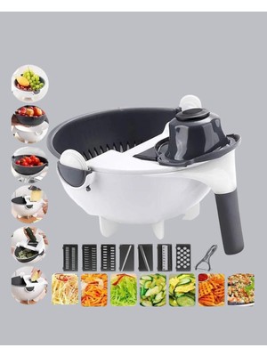Ucuz Tekno Çok Fonksiyonlu Döner Rende Süzgeç Hazneli Ergonomik Sebze Doğrayıcı