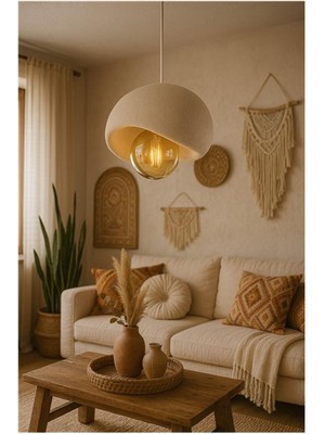 Allians Modern Beton Görünümlü Bohem Şık Sarkıt Avize