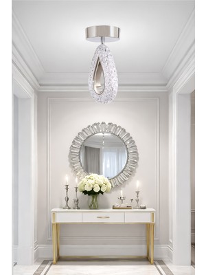 Allians Modern LED Kristal Plafonyer, Beyaz Işık, Şık Tasarım, Enerji Tasarruflu