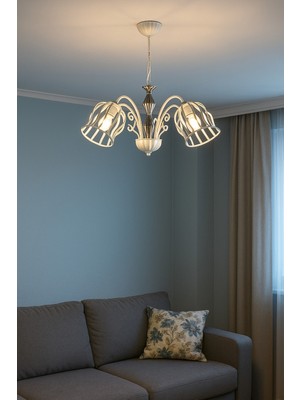 Allians Şık Spor Avize Aydınlatma, Beyaz Metal Fener Kol, Modern Iç Mekan Dekoru