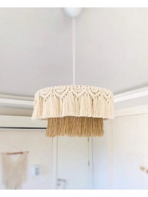 Allians El Yapımı Bohem Rustik Jüt Makrome Avize, Salaş Şık Aydınlatma