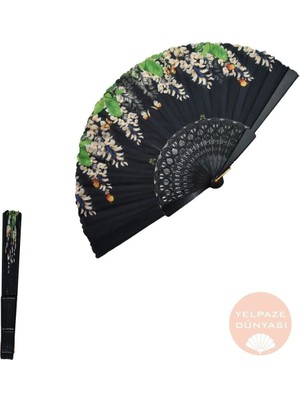 Yelpaze Dünyası Yelpaze Siyah Çiçekli Model