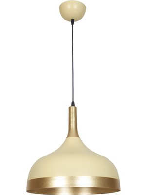 Allians Modern Krem Renkli Gold Detaylı Spor Tasarım Tekli Sarkıt Avize