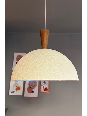 Allians Linate Dokulu Açık Krem Ahşap Büyük Huni Sarkıt Avize, Şık Dekorasyon