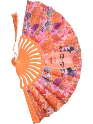 Yelpaze Dünyası Yelpaze Şık Frida Çiçek Desenli Serinletici