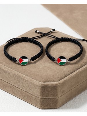 Zaytoon 2\'lu Filistin Sembolü Renkli Filistin Yuvarlak Bayrak Bilezik A300016-02