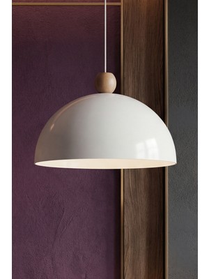 Allians Bohem Ahşap Boncuklu Krem Metal Sarkıt, 30 Cm, Yemek Odası ve Salon Aydınlatması