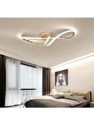 Allians Modern Luxury Tasarım Plafonyer LED Avize, Şık ve Parlak Eskitme Gold